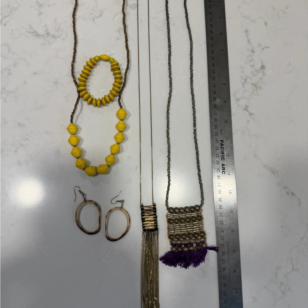 Legacy Noonday Necklace, horn earrings and Bracelet
